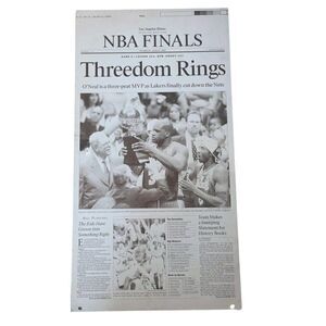 Vintage LA Times Printing Plate NBA Finals: Threedom Rings - June 13, 2002